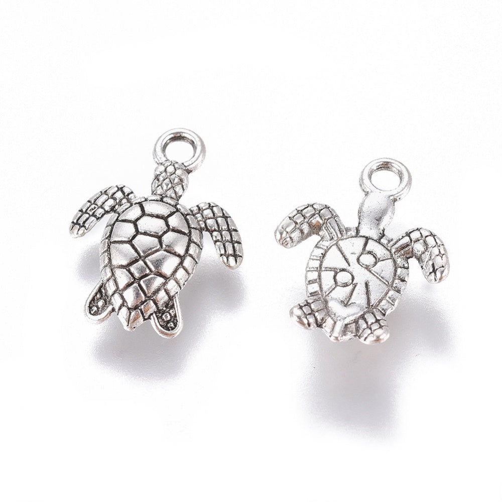 SeaTurtle Charms Antique Silver 16x13x3mm Nickel Free - Pack of 20