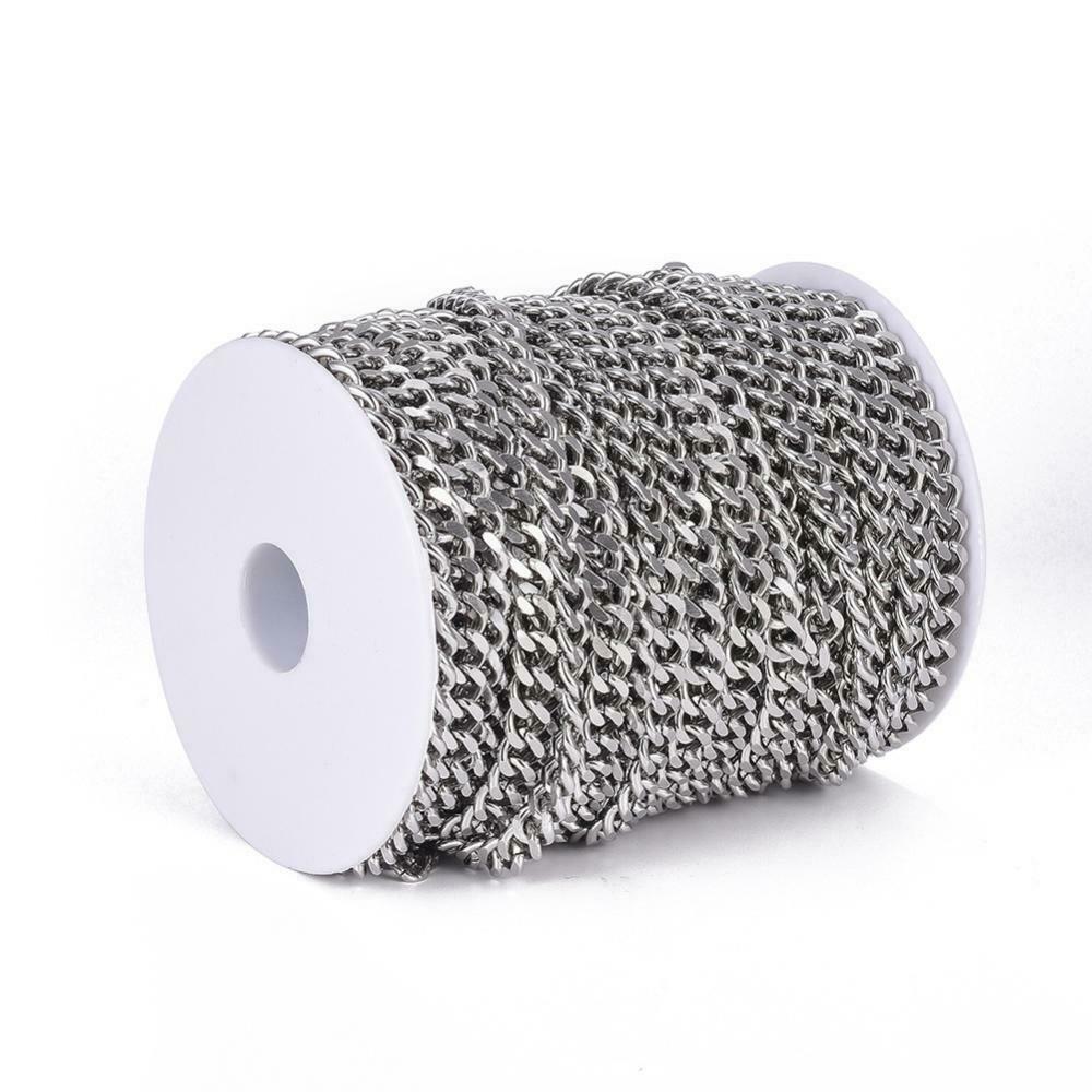 Stainless Steel Curb Chain Link Size: 10x8x2mm - 1 Metre