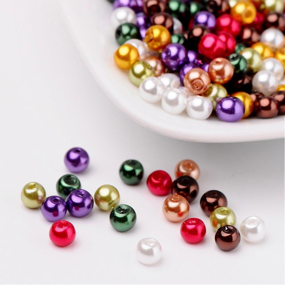 Glass Pearl Beads 4mm (0.8mm Hole) Luster Mix - Pack of 400