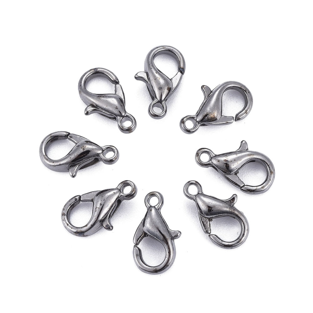 Gunmetal Lobster Clasps 10 mm x 6 mm, Hole: 1 mm - Pack of 100