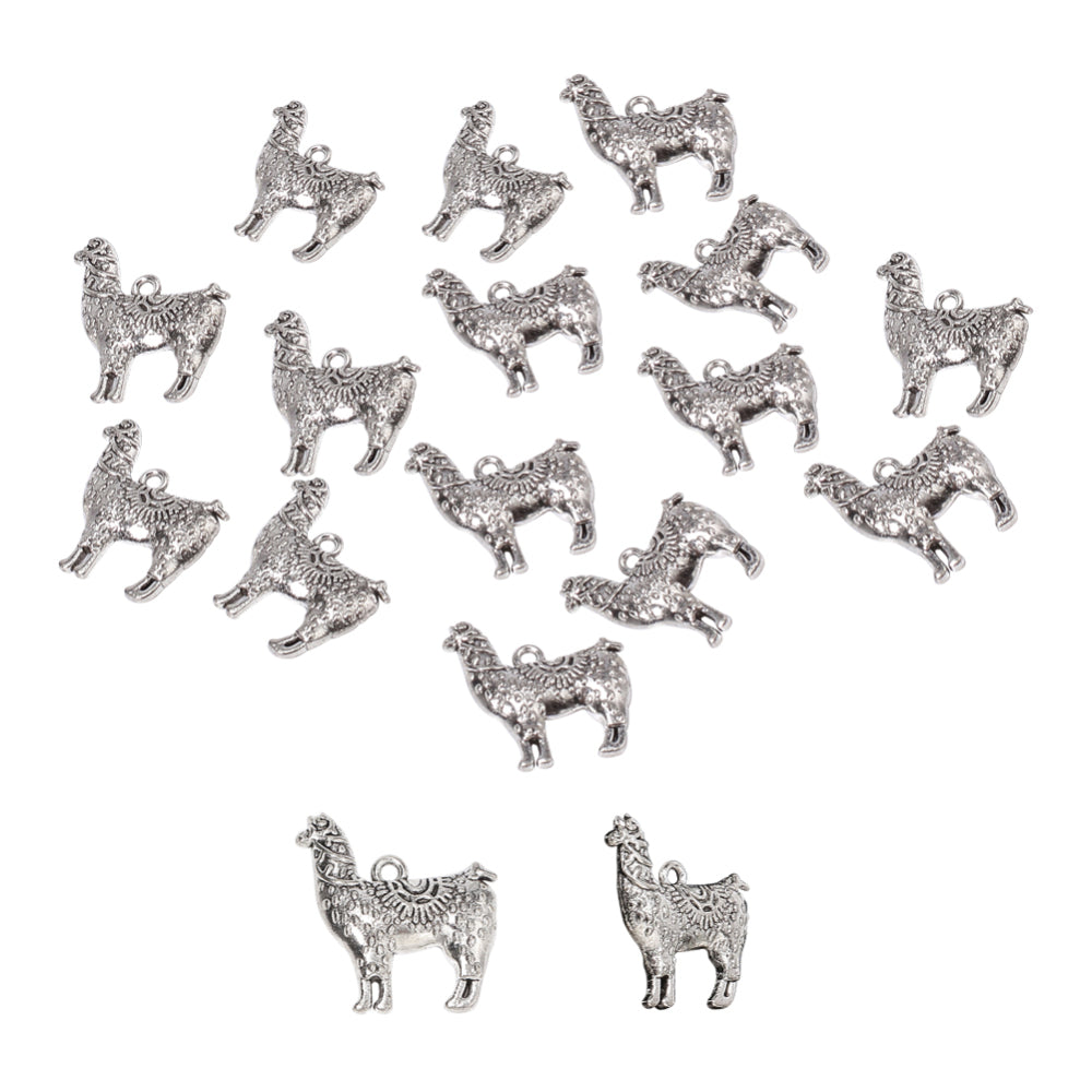 Llama/Alpaca Charms Antique Silver 25x22x3mm - Pack of 5