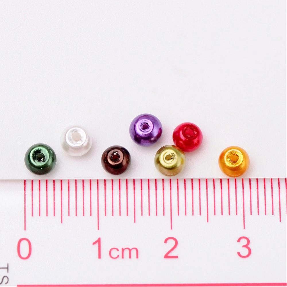 Glass Pearl Beads 4mm (0.8mm Hole) Luster Mix - Pack of 400