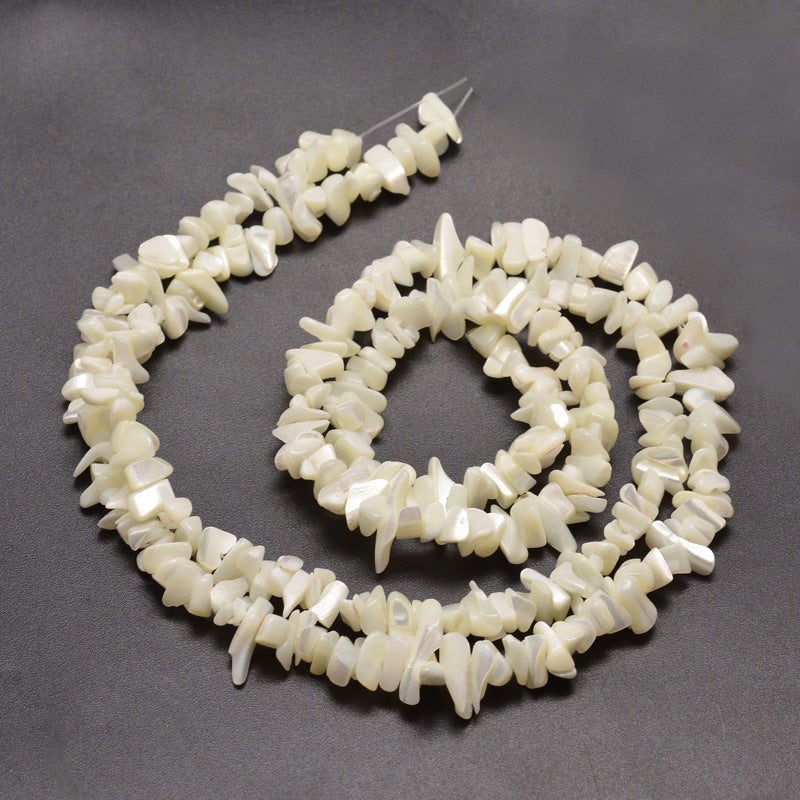 Natural White Mother of Pearl Chip Beads 5-8mm Wide - 32" Strand