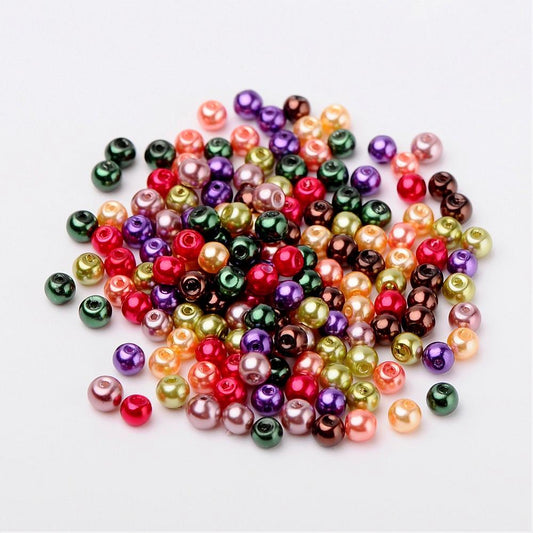 Glass Pearl Beads 4mm (0.8mm Hole) Autumnal Mix - Pack of 400