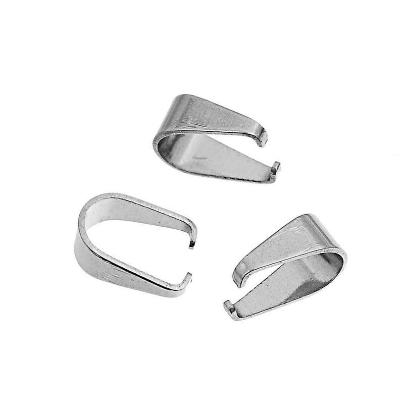 Stainless Steel Pendant Pinch Bail Clasp 10x9mm - Pack of 50