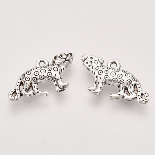 Leopard/Cheetah/Jaguar Charms Antique Silver 12x22x3mm - Pack of 20