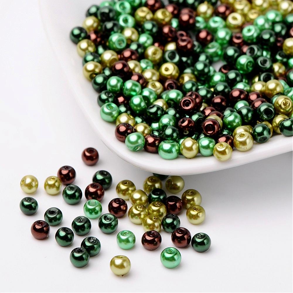 Glass Pearl Beads 4mm (0.8mm Hole) Choccy Mint Mix - Pack of 400