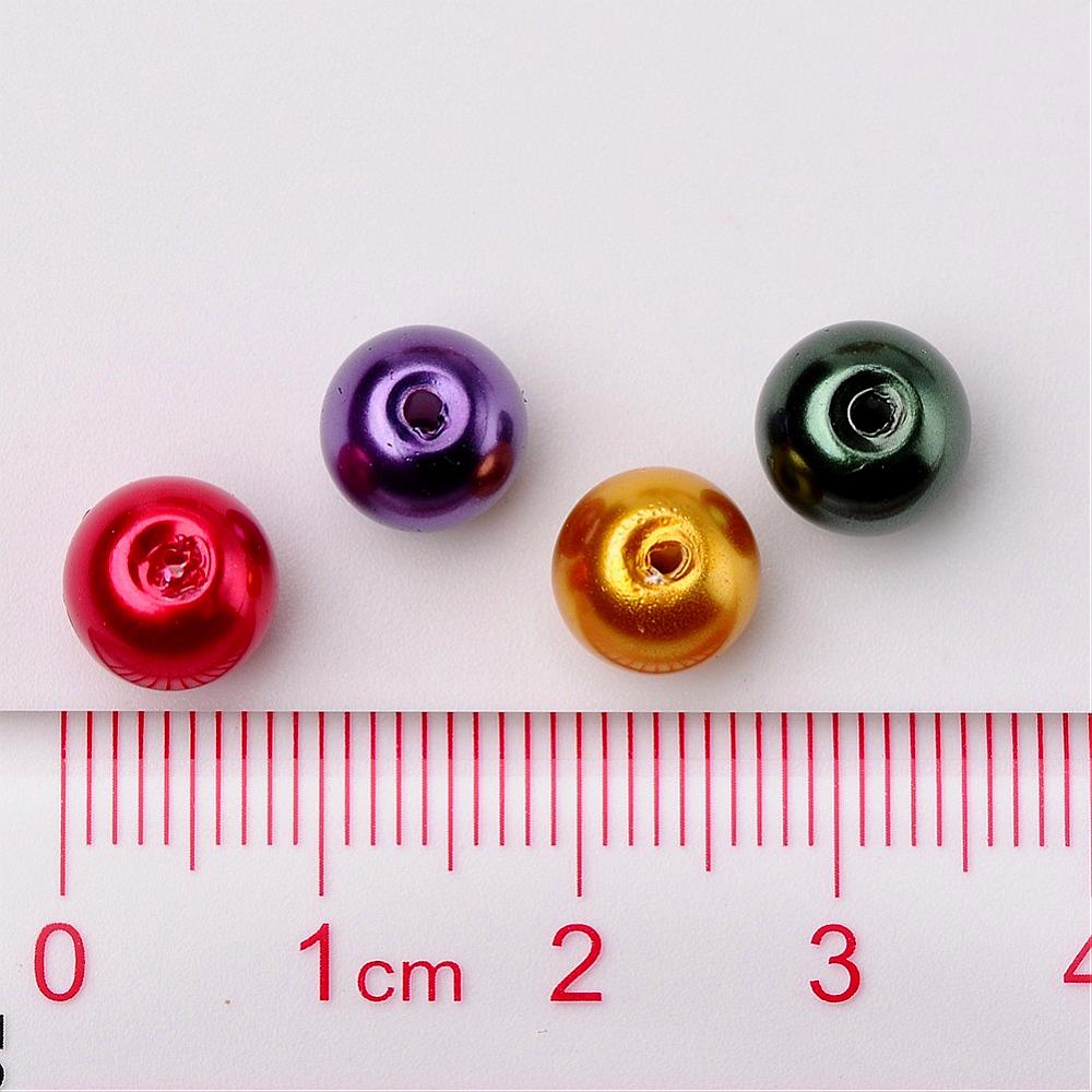 Glass Pearl Beads 8mm (1.0mm Hole) Luster Mix - Pack of 100