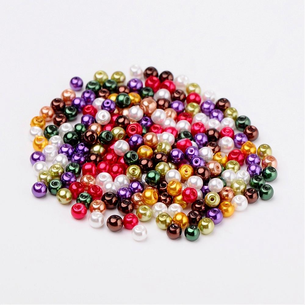Glass Pearl Beads 4mm (0.8mm Hole) Luster Mix - Pack of 400