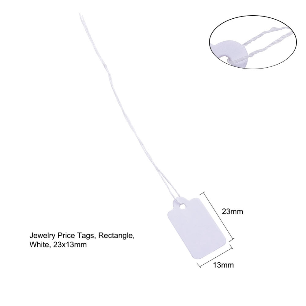 Jewellery Price Tags - White Rectangle - 23x13mm - Pack of 100