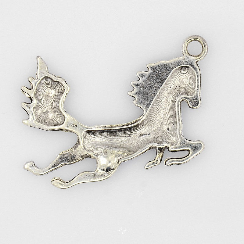 Large Jumping Horse Charms Antique Silver 40x29x2.5 - Pack of 20