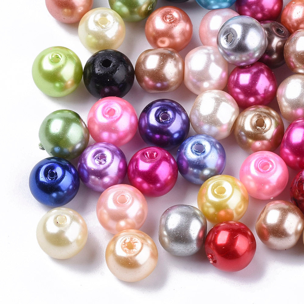 Glass Pearl Beads 8mm (1.2mm Hole) Mixed Colours - Pack of 100