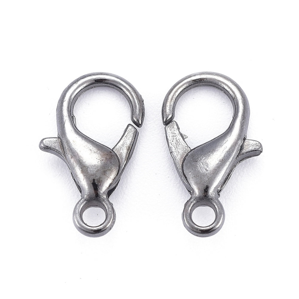 Gunmetal Tone Lobster Clasps 12x6mm - Pack of 100