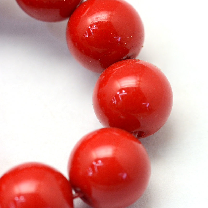 Glass Pearl Beads 3mm (0.5mm Hole) Red - One Strand of Approx 195 Beads