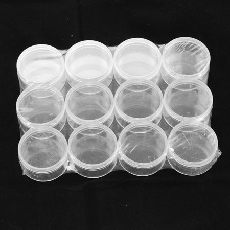 Small Plastic Bead Containers 3.8x2.1cm, Capacity: 3ml (0.1 fl. oz) - Pack of 12