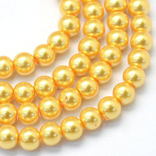 Glass Pearl Beads 3mm (0.5mm Hole) Gold - One Strand of Approx 195 Beads