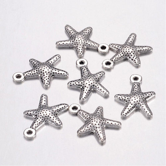Starfish Charms Antique Silver 16x12mm - Pack of 50