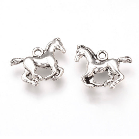 3D Horse Charms Antique Silver 19x14x3mm - Pack of 20