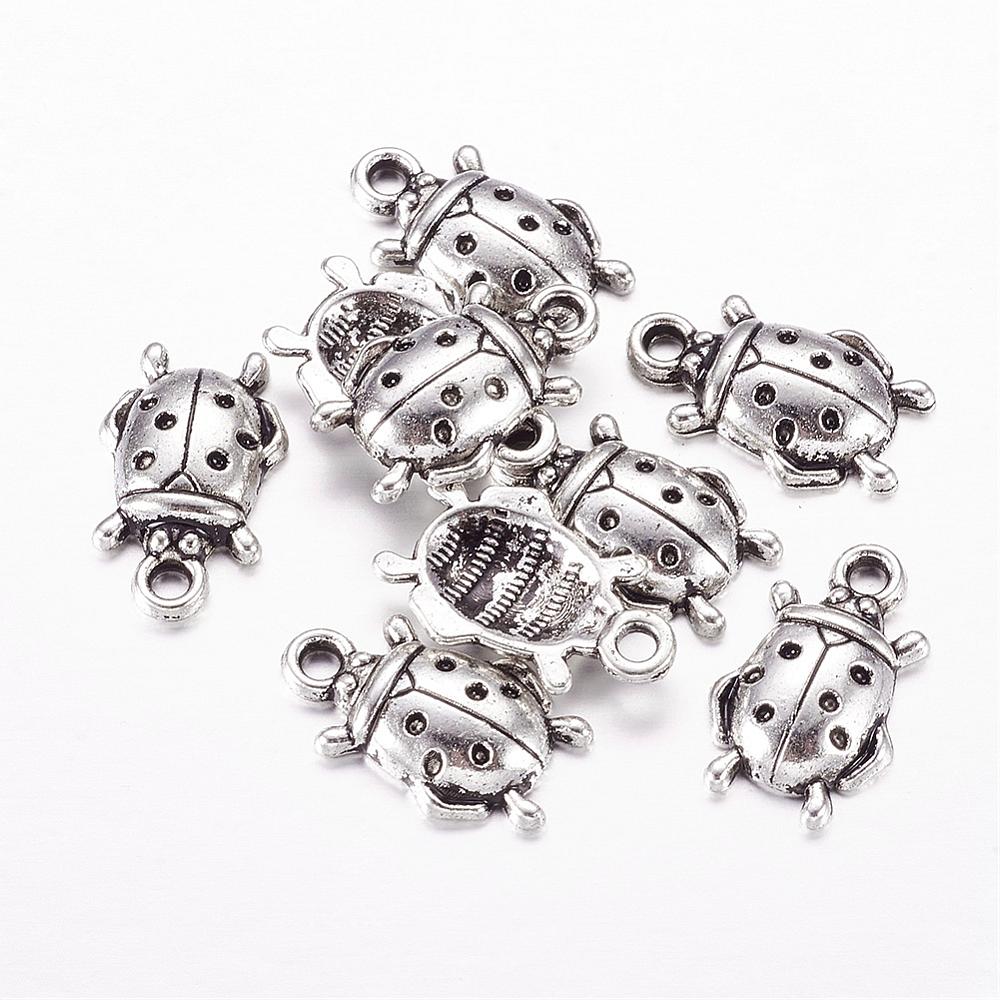 Ladybird Charms (Sngl Side) Antique Silver 17.5x11x4mm - Pack of 20