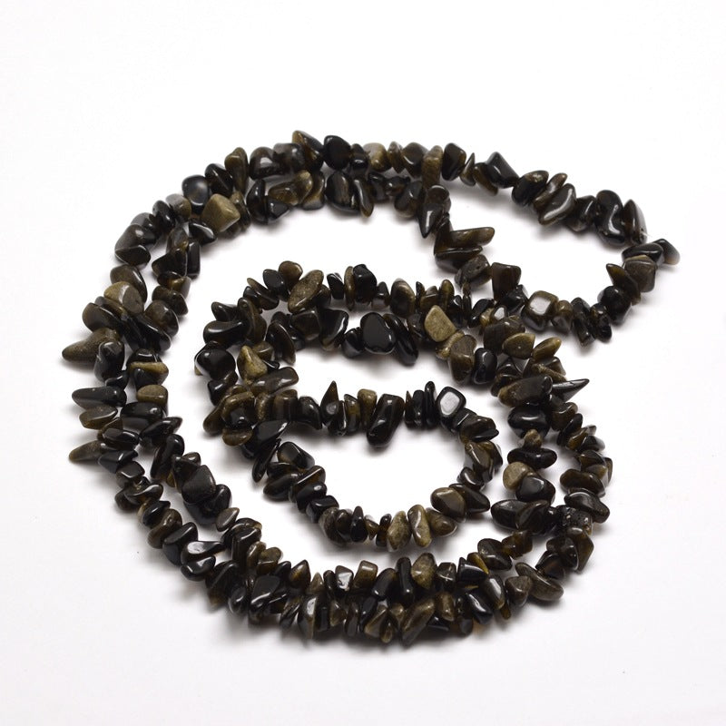 Golden Sheen Obsidian Chip Beads 5-8mm Wide - 32" Strand