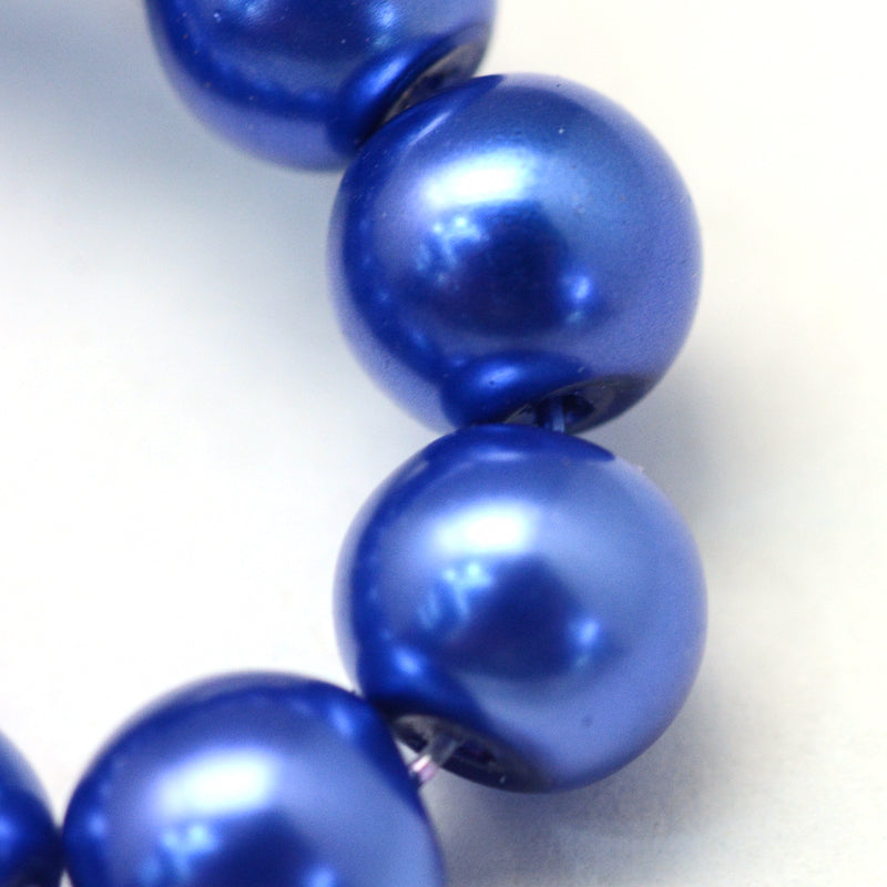 Glass Pearl Beads 4mm (0.8mm Hole) Blue - One Strand of Approx 210 Beads