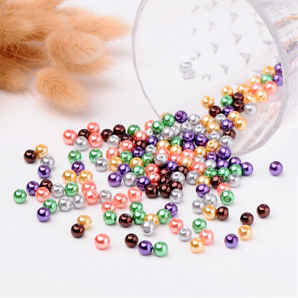 Glass Pearl Beads 6mm (1.0mm Hole) Halloween Mix - Pack of 200