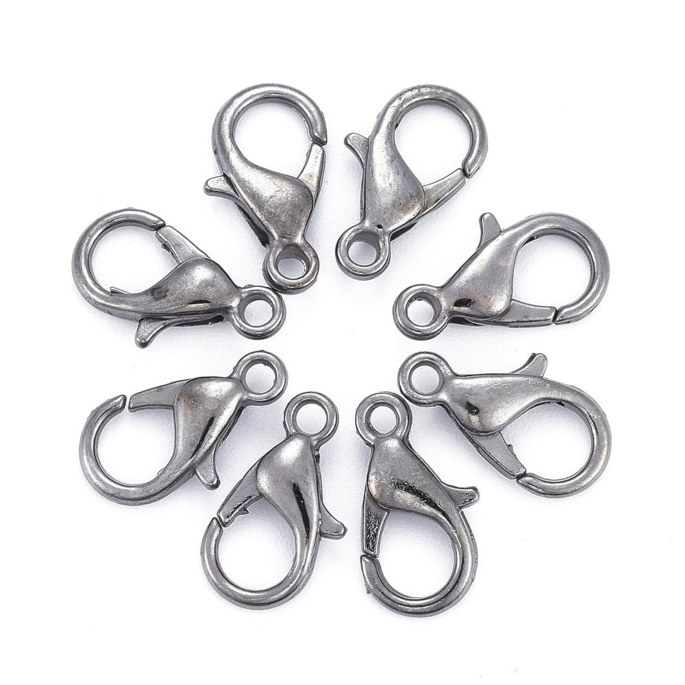 Gunmetal Tone Lobster Clasps 12x6mm - Pack of 100