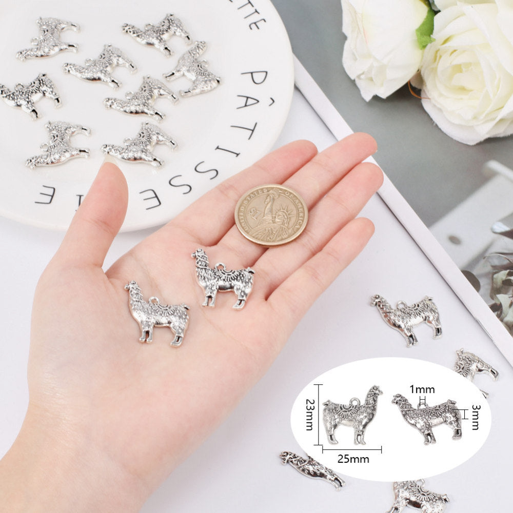 Llama/Alpaca Charms Antique Silver 25x22x3mm - Pack of 5