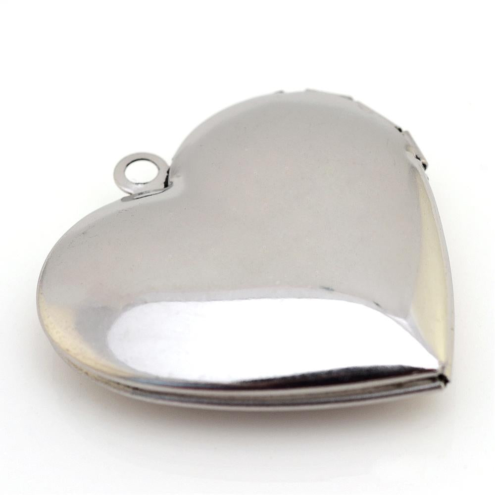 Stainless Steel Heart Photo Locket 29 x 28 x 7 mm - Pack of 10