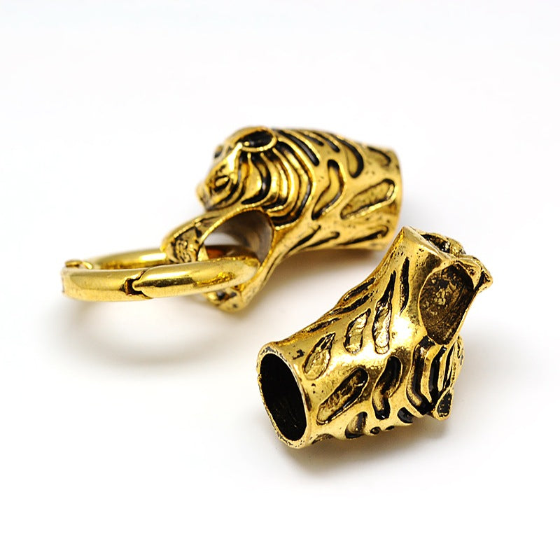 Tiger Head Cord Clasp Antique Gold