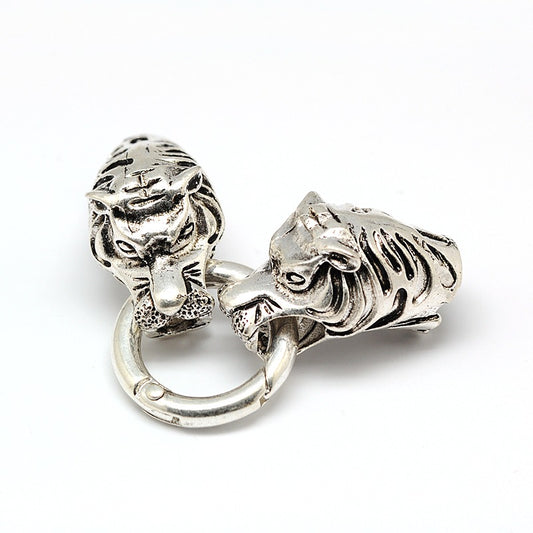 Tiger Head Cord Clasp Antique Silver