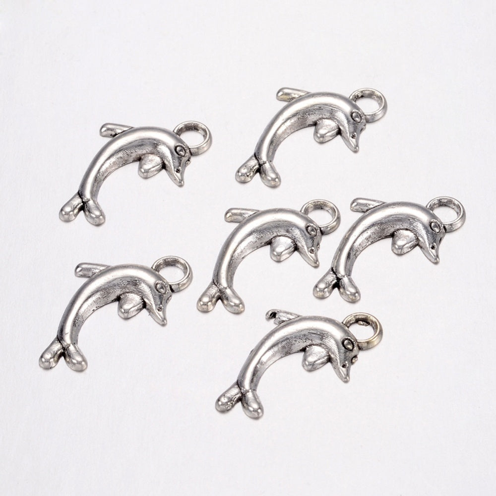 Dolphin Charms Antique Silver 19x11.5mm - Pack of 100