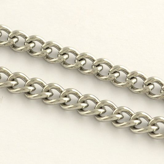 Stainless Steel Curb Chain 6x4.5x1.2mm - 1 Metre