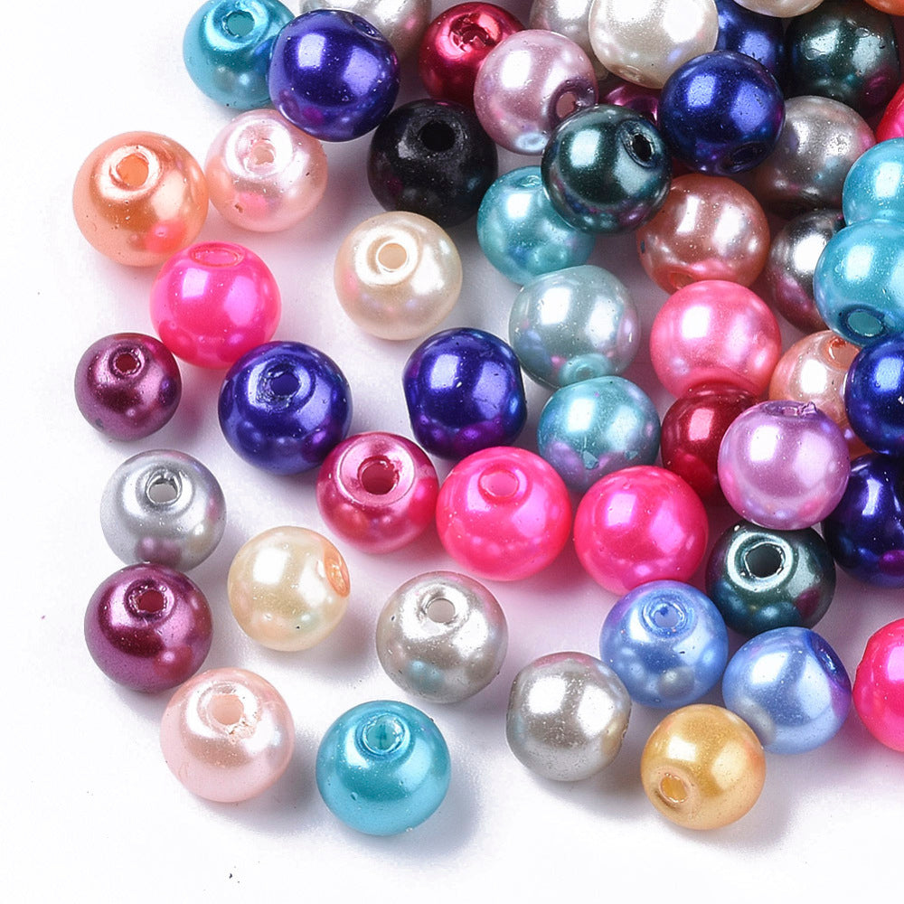 Glass Pearl Beads 6mm (1.0mm Hole) Mixed Colours - Pack of 180