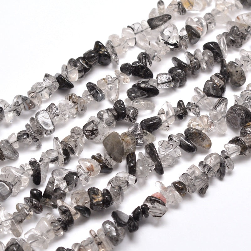 Natural Rutilated Quartz Chip Beads 5-8mm Wide - 32" Strand