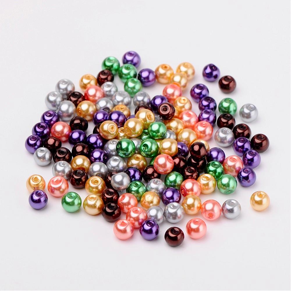 Glass Pearl Beads 6mm (1.0mm Hole) Halloween Mix - Pack of 200