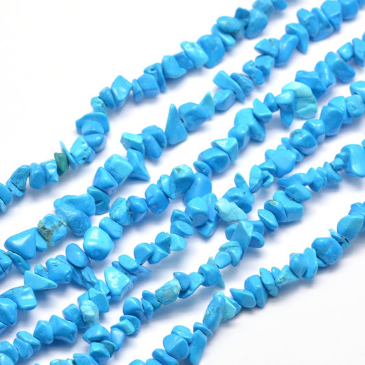 Synthetic Turquoise Light Sky Blue Chip Beads 5-8mm - 32" Strand