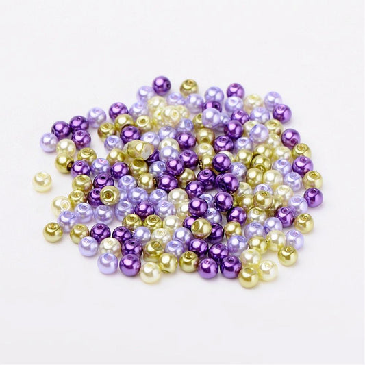 Glass Pearl Beads 4mm (0.8mm Hole) Lavender Garden Mix - Pack of 400
