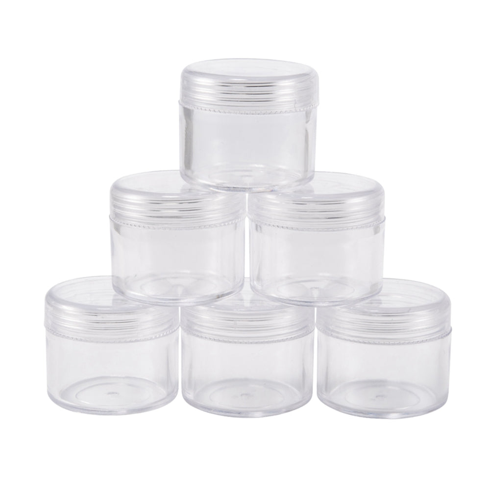 Plastic Bead Containers about 3.9cm in diameter, 3.3cm high, Capacity: 15ml (0.5 fl. oz) - Pack of 6