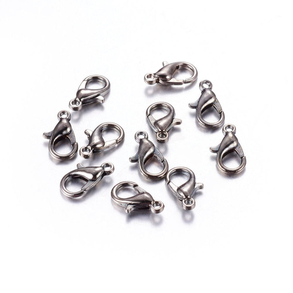 Gunmetal Lobster Clasps 21 mm x 12 mm, Hole: 2 mm - Pack of 20