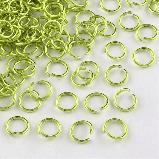 Aluminium Jump Rings 6mm x 0.8mm - Lime Green - Pack of 2000