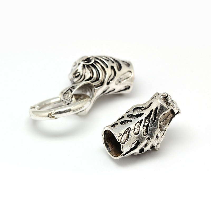 Tiger Head Cord Clasp Antique Silver