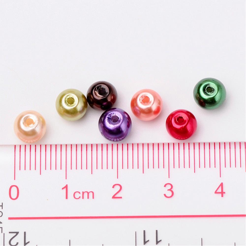 Glass Pearl Beads 6mm (1.0mm Hole) Autumnal Mix - Pack of 200