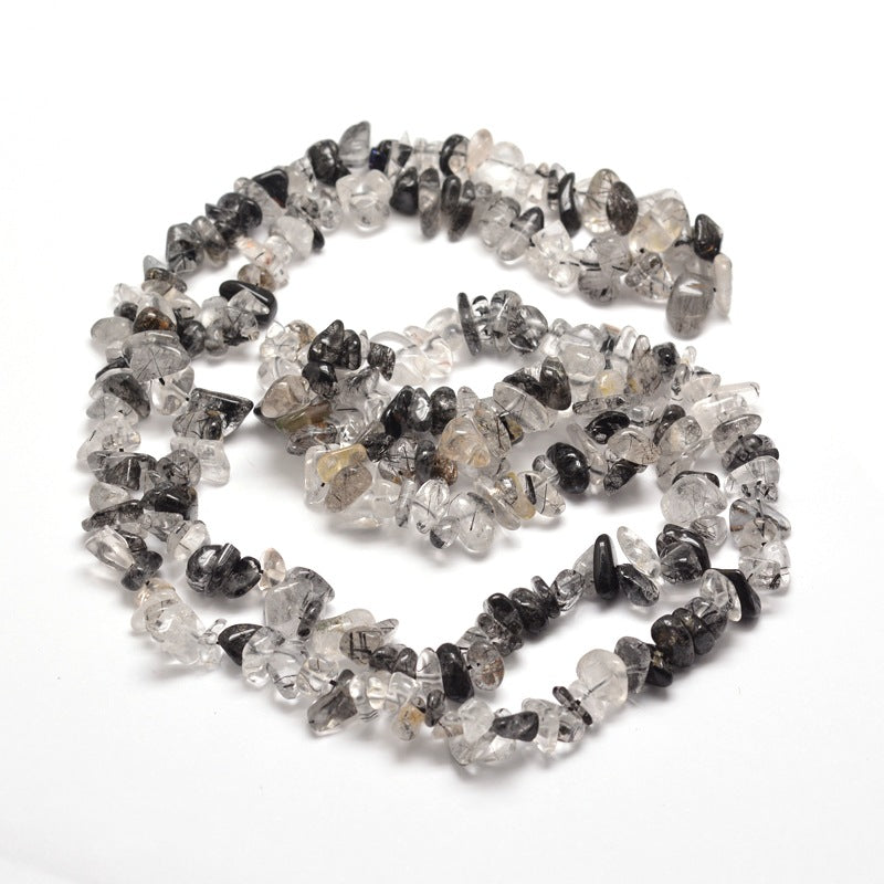 Natural Rutilated Quartz Chip Beads 5-8mm Wide - 32" Strand
