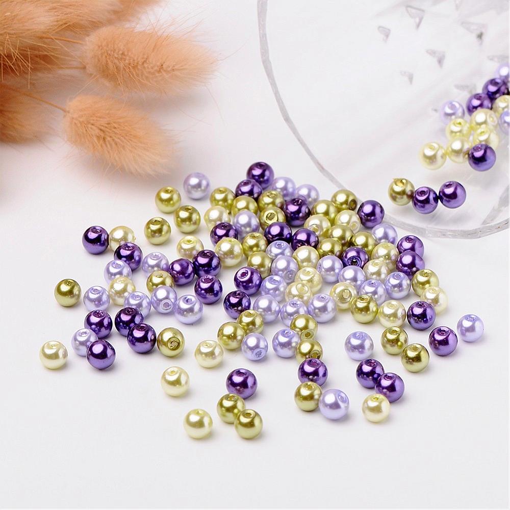 Glass Pearl Beads 6mm (1.0mm Hole) Lavender Garden Mix - Pack of 200