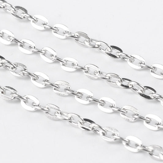 Iron Cross Chain - Silver - 4x2.7x0.7 mm - 10 Metre Reel