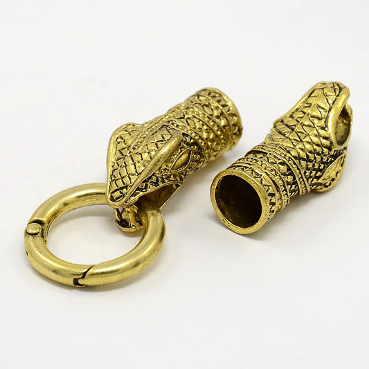 Snake Head Cord Clasps Antique Gold