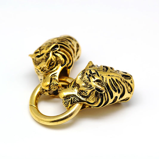 Tiger Head Cord Clasp Antique Gold