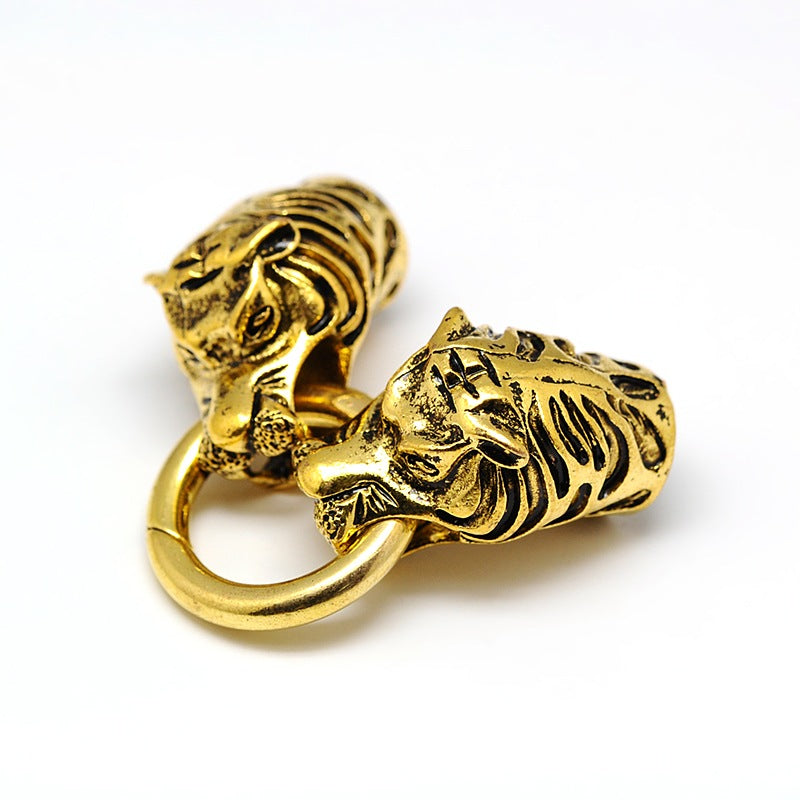 Tiger Head Cord Clasp Antique Gold