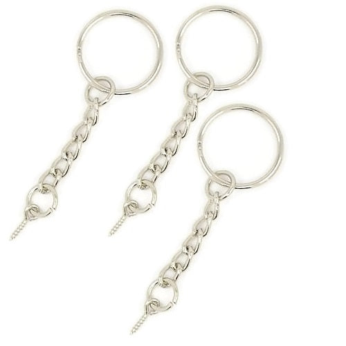 20 mm Key Ring with Chain and Screw Bail - Pack of 50